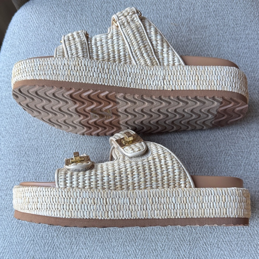 Women's Platform Raffia Sandals - Picture 2 of 6
